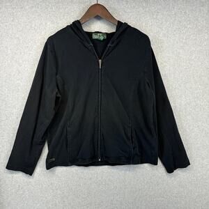 L-RL Lauren Active Ralph Lauren Hoodie Womens Size XL Black Full Zip Long Sleeve